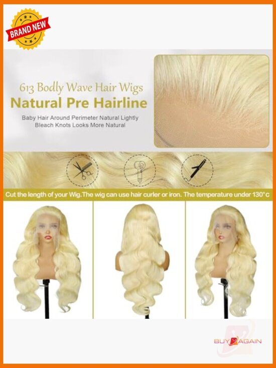 13x6 HD Lace Front Wig Body Wave 30in Pre Plucked Human Hair Glueless main image 5